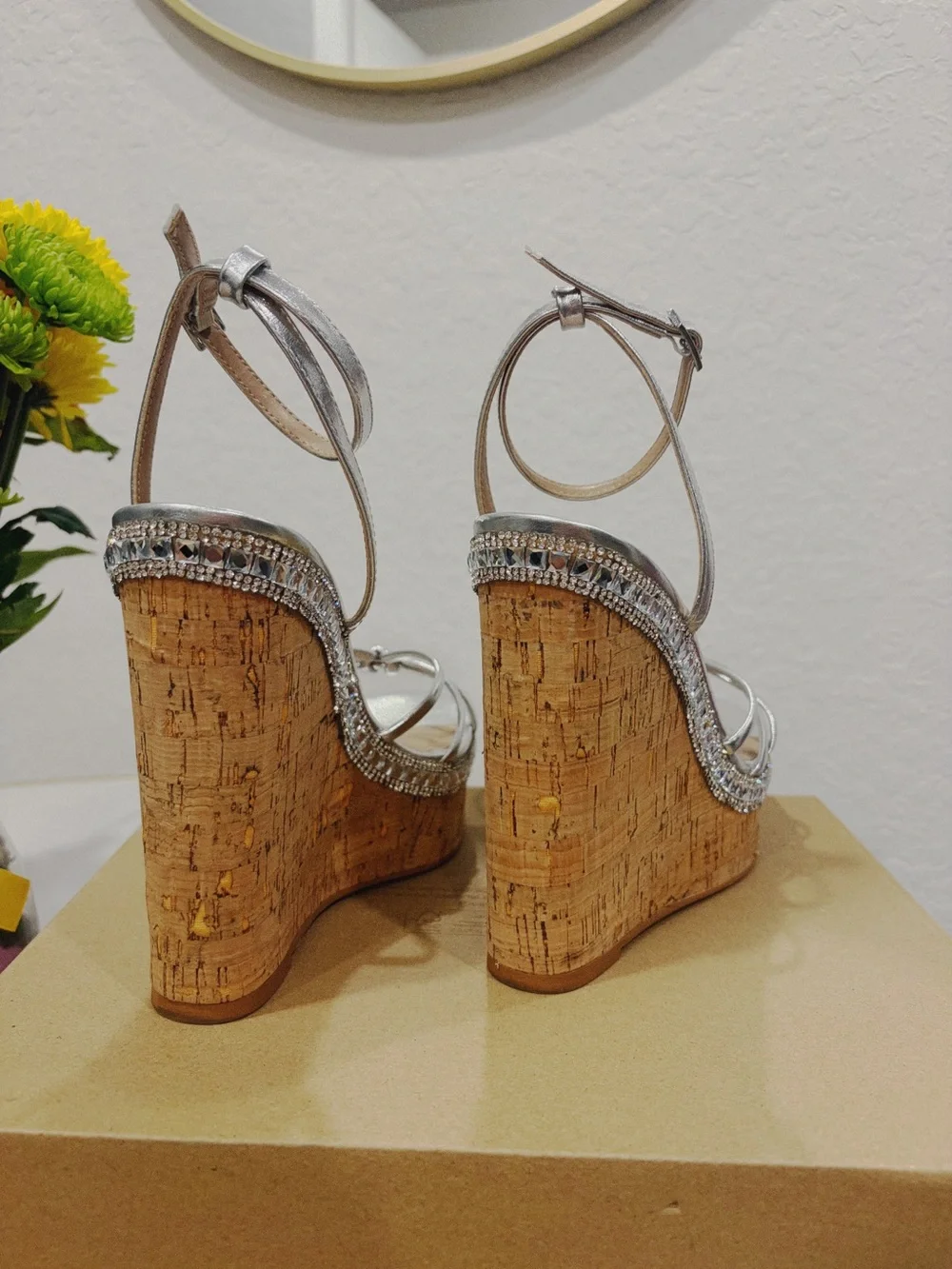 Steve Madden Manifest Silver Wedge Sandals